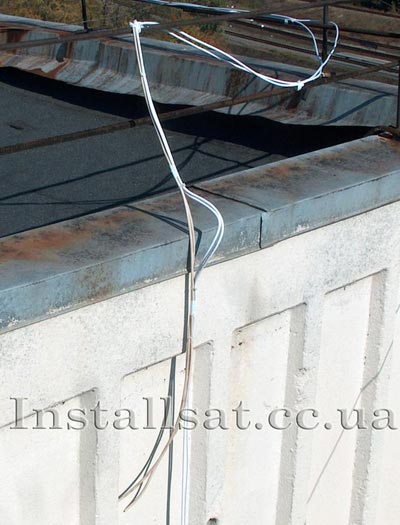 Cable coming down from the roof. With this mounting, it will not rub against the edge of the roof