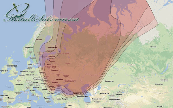 Coverage map of the Eutelsat-36B satellite