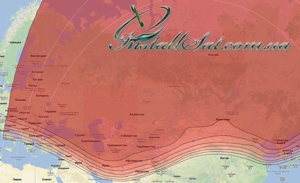 Coverage map of the Yamal-201 satellite
