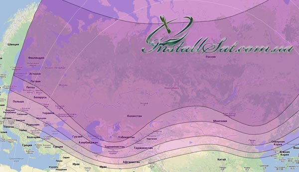 Coverage map of the Yamal-300К satellite