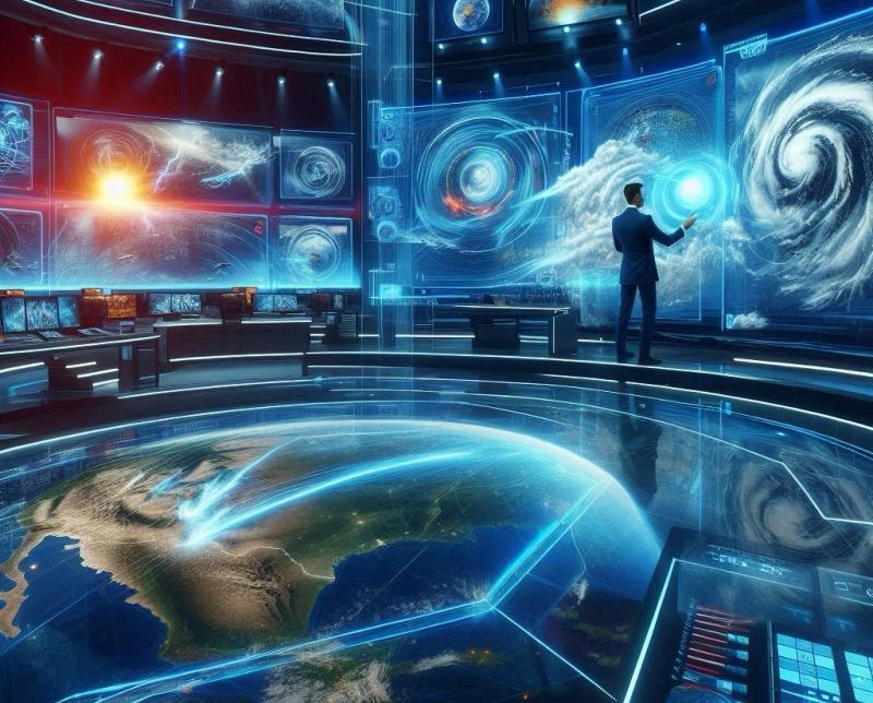 Illustration for the article "CNN's New Extreme Weather Center: A Virtual Studio Revolution"