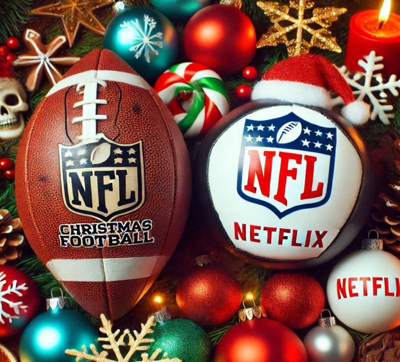 Illustration for the article "Netflix to Stream Two Live NFL Games on Christmas Day 2024"