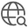 Schematic image of a magnifying glass next to a globe